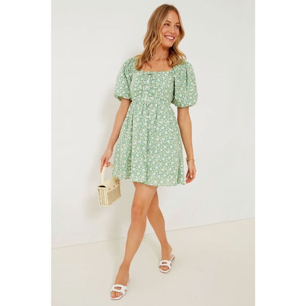Tuckernuck Hyacinth House green floral cotton mini dress Size XL
